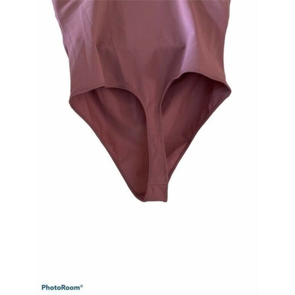 Velvet Rose swimsuit Pink Stretch V Neck Bikini Thong one piece New Sz medium - Picture 4 of 6